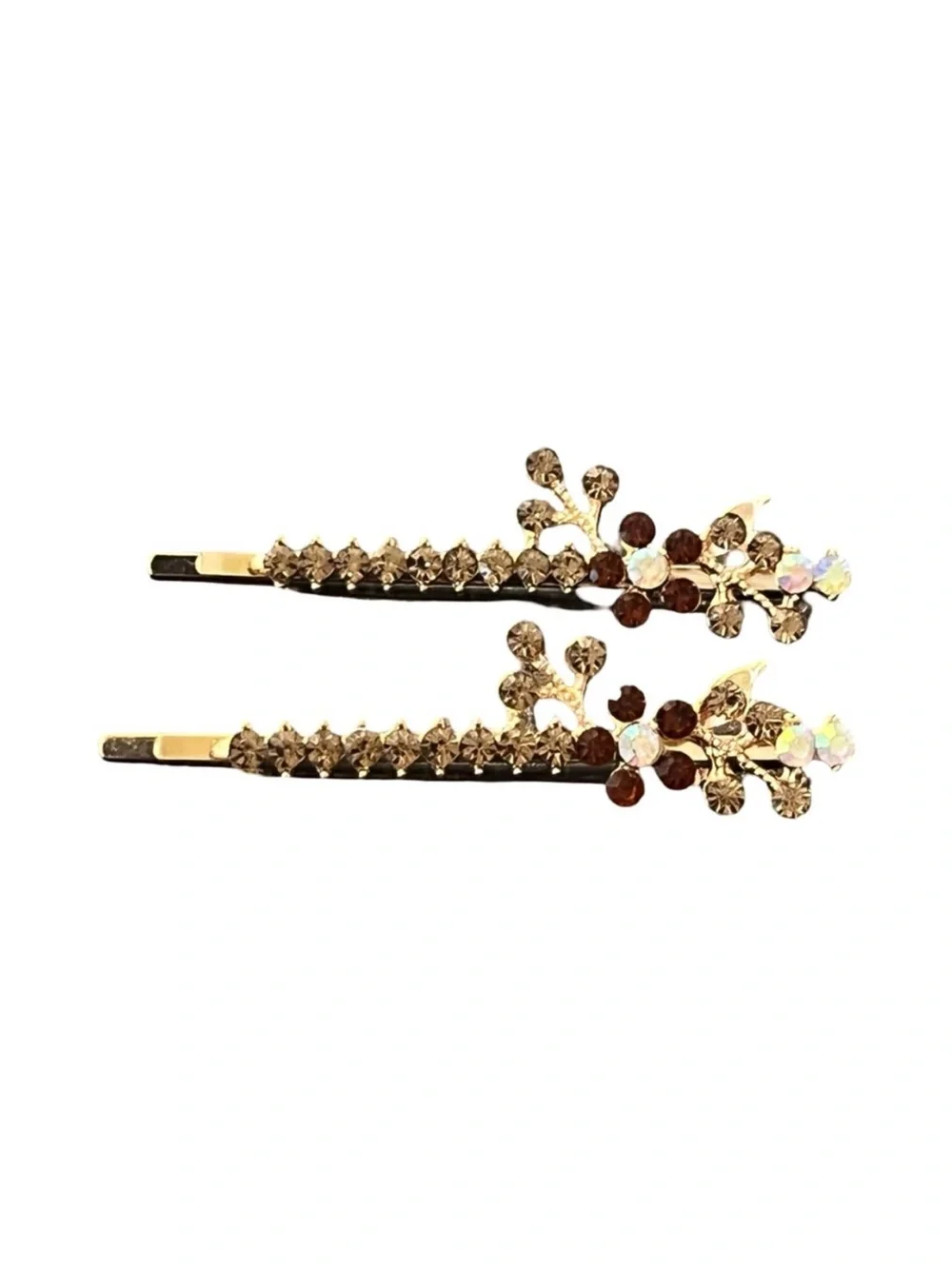 Gold Floral Crystal Bobby Pins - Rhinestone Hair Clips FINAL PRICE DROP